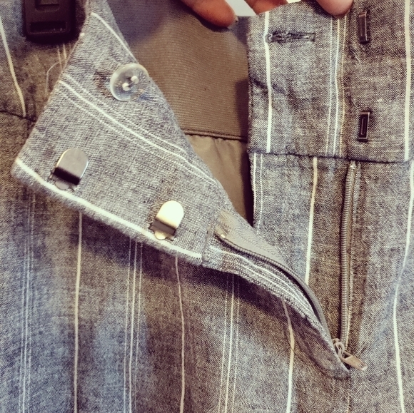 Lane Bryant Womens 16 Linen Blend Cropped Pants Trousers Wide Leg Striped - Picture 6 of 9